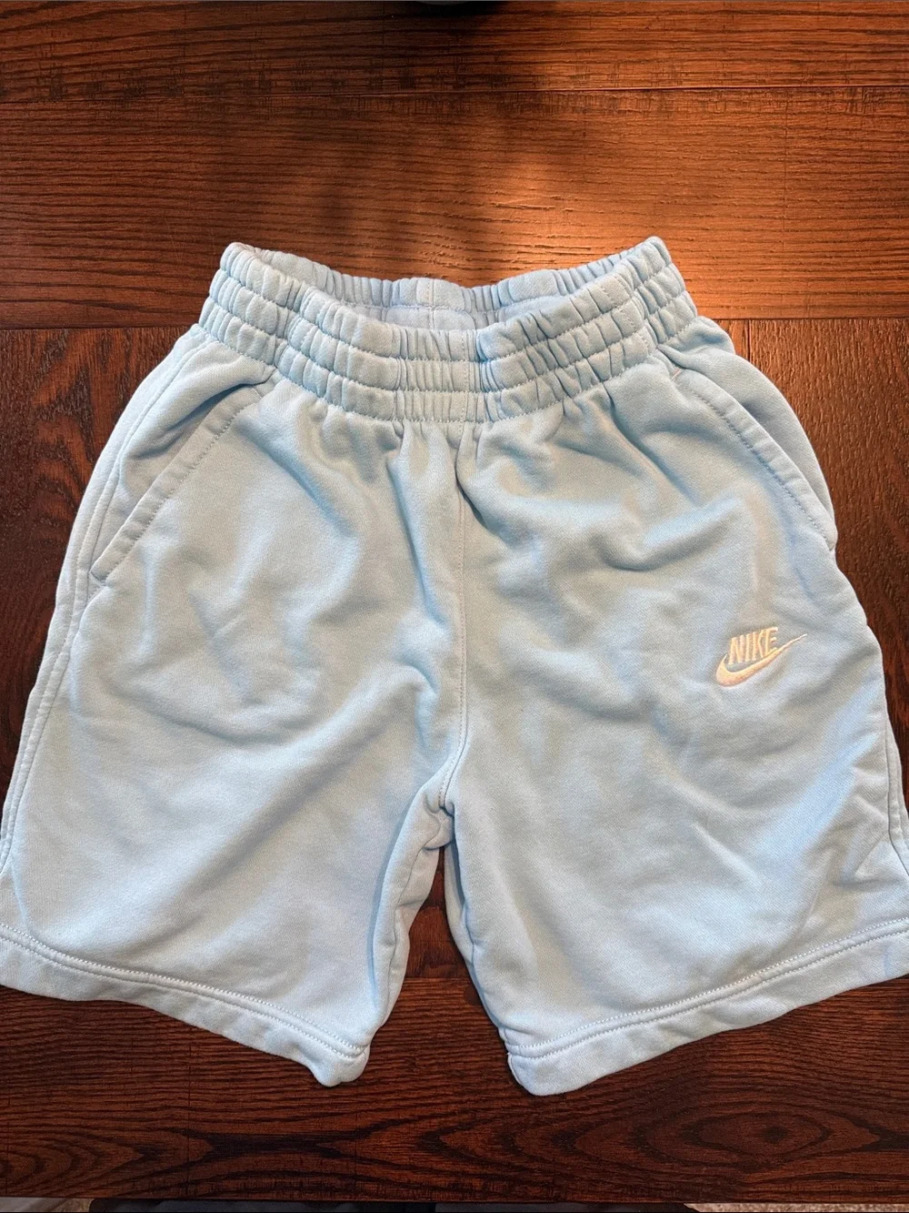 Nike Light Blue Youth Fleece Shorts with Embroidered Logo